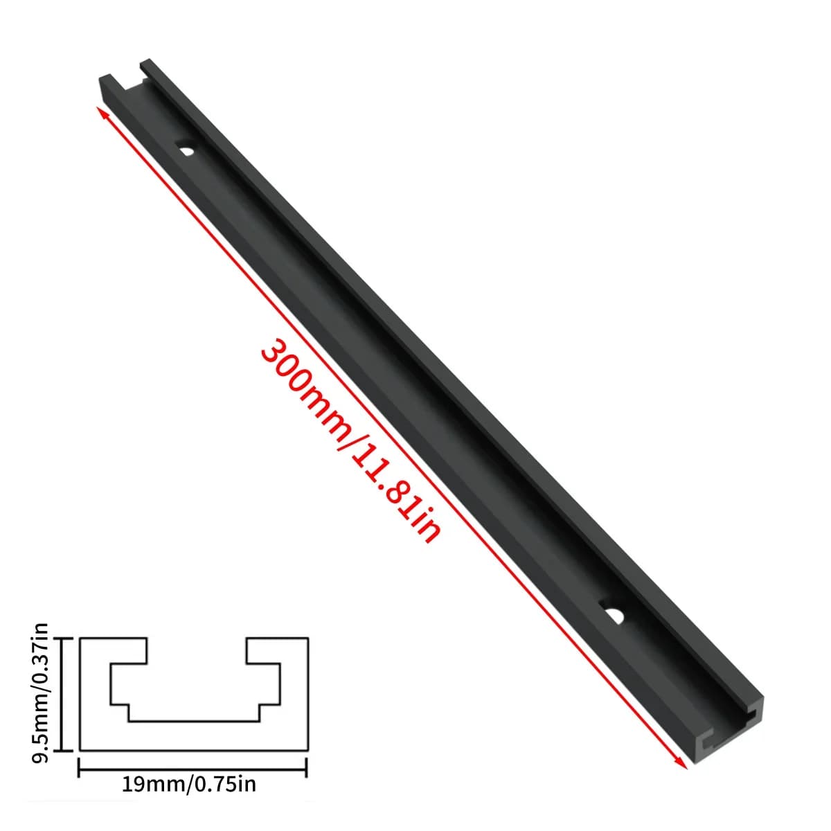 Alüminyum T-Kanal Gönye Rayı, 400-500mm, 19x9.5mm