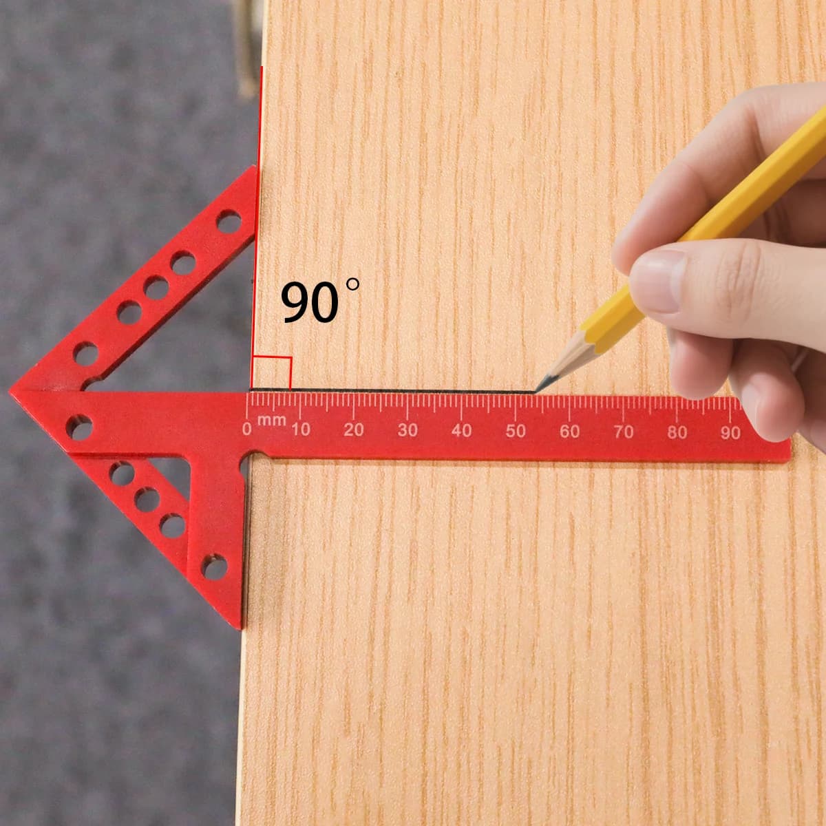 45 ve 90 Derece İşaretli Plastik Merkez Konumlandırma Cetveli