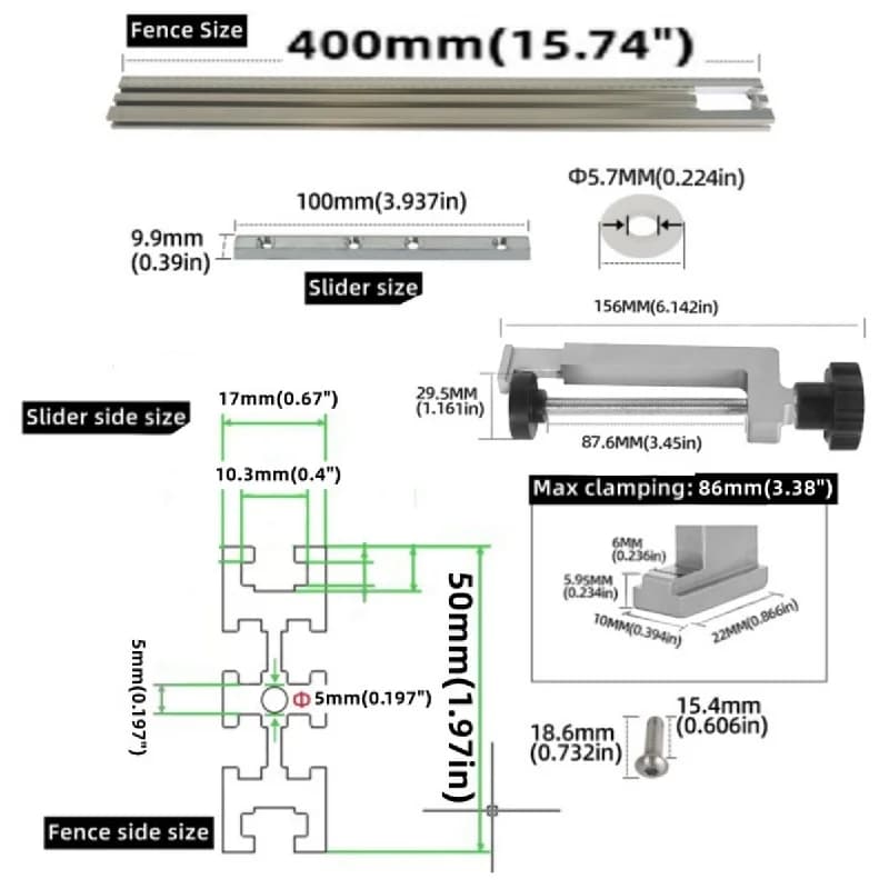 400mm Alüminyum Freze Makinesi Kılavuz Rayı