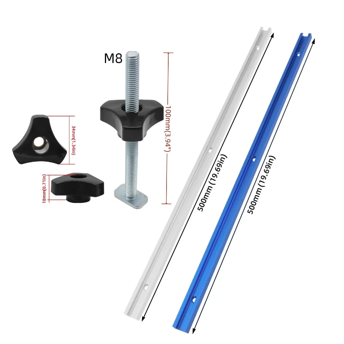 500mm Çift Kesim Profil T-Ray ve Cıvata Seti